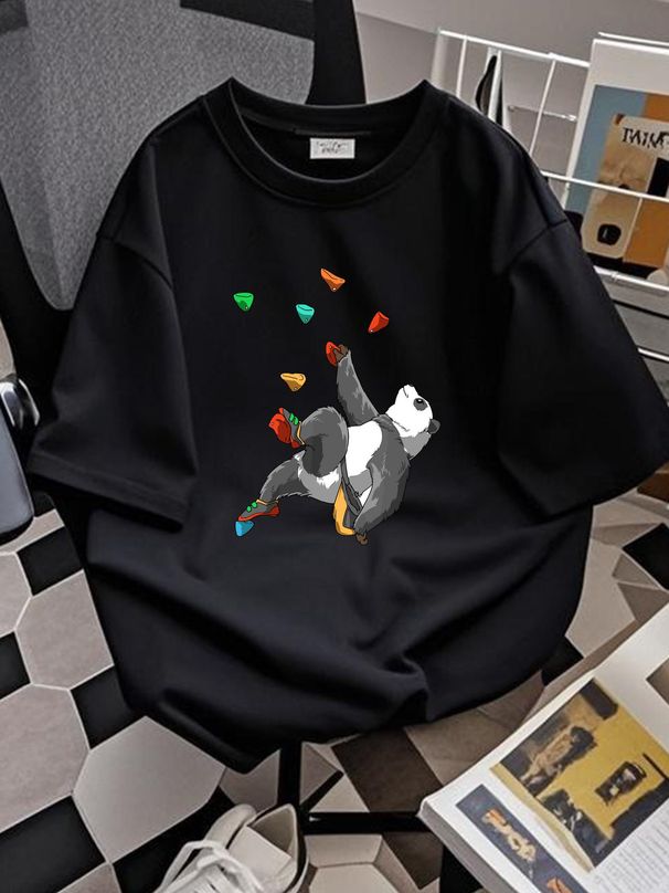 Panda - Bouldering And Rock Climbing Gift Unisex T-shirt Top For Everyday Wear Stylish Fashion Casual Designer Clothes Homme Graphic Versatile_viptrois.com