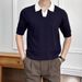 Men's Slim Fit Knit Polo Shirt – Summer Casual Lapel Short Sleeve, High-End Color Block Design For Business & Elegant Style_viptrois.com