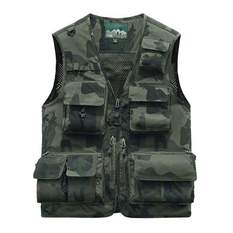 Men’s Camo Utility Vest – Lightweight Sleeveless Jacket With Multi-Pockets For Outdoor & Streetwear (M-6XL, Tactical Green & Khaki)_viptrois.com