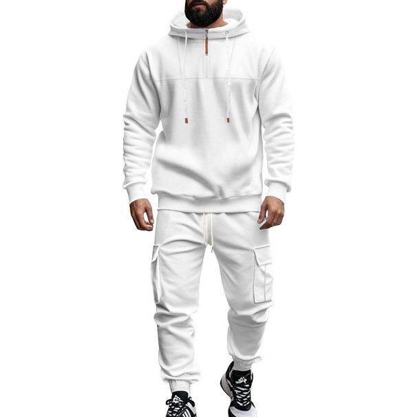 Men's Heavyweight Hooded Sweatshirt And Velvet Casual Jacket Set American Style Autumn Winter Loose Fit_viptrois.com