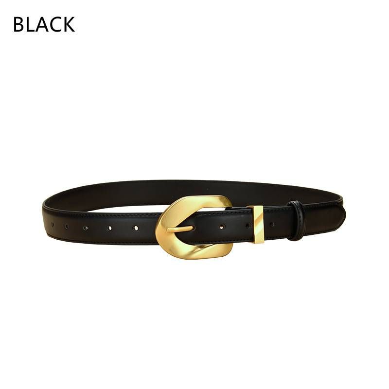 Designer vintage leather belt women's skirt with all-in-one decorative belt Simple fashion with coat black waistband_viptrois.com