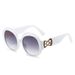 Two Circles Diamond Oval Frame Sunglasses For Women - Metal LOGO Gradient Color Fashion Eyewear_viptrois.com