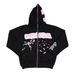 American Style UNPR Cherry Blossom Fleece Sweatshirt Long Zipper Unisex High Street Hoodie Jacket For Autumn And Winter_viptrois.com