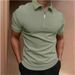 Summer Men's Solid Color Polo Shirt Short Sleeve Turn-Down Collar Zipper Tshirts &for Men Casual Streetwear New Male Tops_viptrois.com