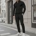 Men's Casual Suits Long Sleeved Pocket Zipper Shirt Jacket Trousers Two Piece Suit Men_viptrois.com