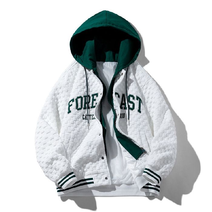 Man's Clothing Baseball Uniform Embroidered Two Hooded Casual Loose Jacket Trend_viptrois.com