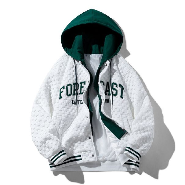 Man's Clothing Baseball Uniform Embroidered Two Hooded Casual Loose Jacket Trend_viptrois.com