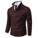 Men's Fleece-Lined Knit Sweater – Slim-Fit Stand Collar Pullover For Winter Warmth_viptrois.com