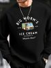 Men's Loose Casual And Fashionable BIG WORM'S Letter Pattern Printed Round Neck Long Sleeved Sweatshirt Suitable For Autumn And Winter Wear_viptrois.com