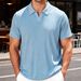 2026 Men's Summer New Style Breathable Towel Embroidered Blouse With Collar And Plaid Short Sleeve Shirt_viptrois.com