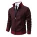 Pure 2025 Cross-Border Autumn Plaid Jacket Stand Collar Slim Fit Long Sleeve Casual Sweater Men's Fashion Coat_viptrois.com