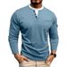Men’s Layered V-Neck Long Sleeve Tee – Double-Layer Contrast Stitch Thermal Shirt (Grey/Black/Burgundy/Army Green/Blue, S-XXXL)_viptrois.com