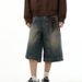 Men's Clothing American Street Fashion Brand Loose Distressed Washed Denim Shorts Men's Mid Length Pants Simple Basic Summer Shorts Men_viptrois.com