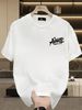Men's 100% Cotton Short Sleeve Tee, Graffiti Style AVANTE Text Print, Loose Fit, Niche Trendy High Street Summer Top_viptrois.com