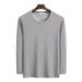 Men’s Fleece-Lined Long Sleeve T-Shirt – Soft Thermal Round Neck Top For Autumn & Winter (Dark Gray/Navy/Black, M-5XL)_viptrois.com
