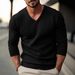 Men's Slim Fit V-neck Long Sleeve Knit Sweater - Lightweight Pullover For Autumn & Winter - Solid Color Casual Top_viptrois.com