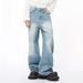 Men's Clothing Autumn New Arrivals Retro Multicolor Distressed White Wide Leg Straight Jeans Trend_viptrois.com