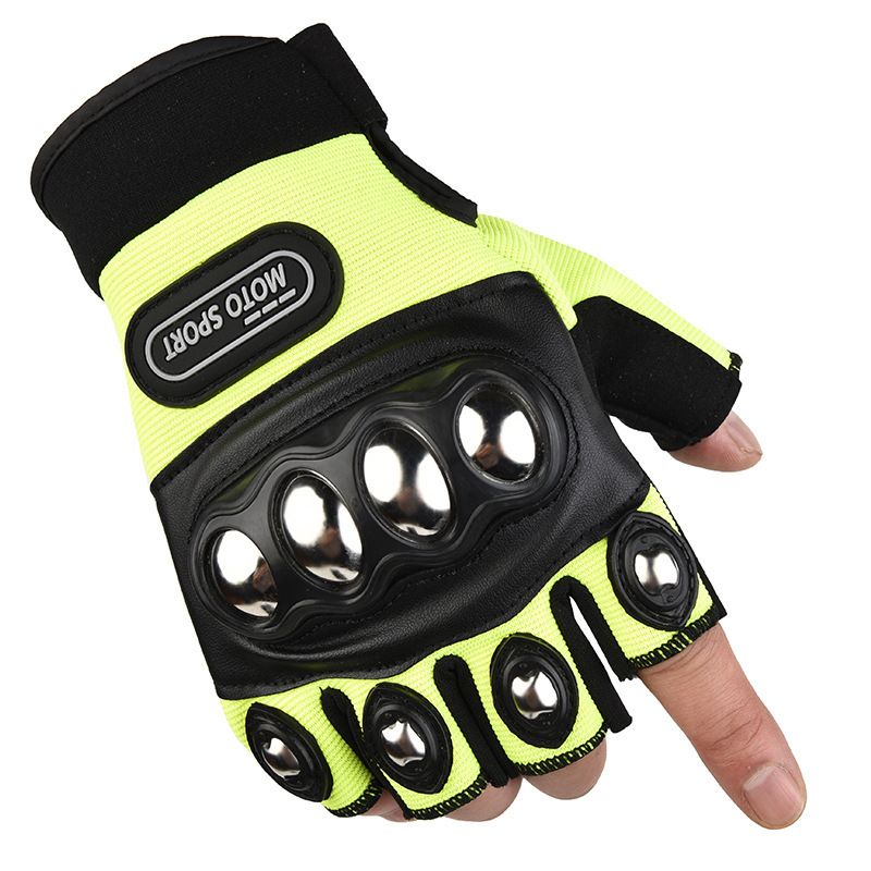 Tactical gloves Motorcycle anti-fall stainless steel hard shell half-finger riding gloves men's mountain bike riding equipment gloves_viptrois.com