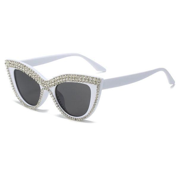 New Cat Diamond Studded Sunglasses With Fashionable Personalized Concave Eye Design, Featuring Stylish Eyeglass Frames_viptrois.com