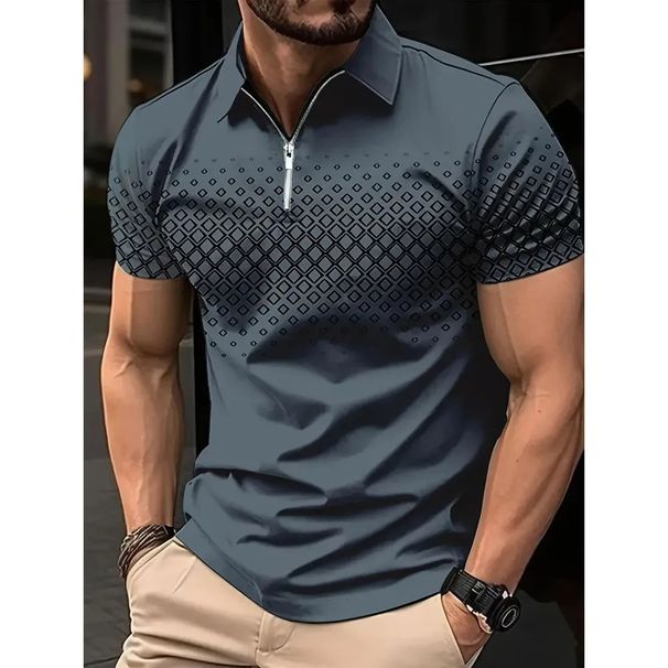 Men's Clothing Golf Shirt Zipper Polo Shirt Casual Short Sleeve Summer Street Wear_viptrois.com