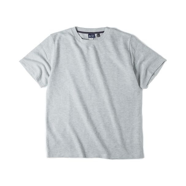 Madden Workwear American Off White Waffle T Shirt Knitted Shoulder Heavy Old Money Style T Shirt Short Sleeve Men's Summer_viptrois.com