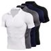 Men's Clothing Short Sleeve Sportswear Personal Trainer Work Clothes Stand Up Collar Zipper Fitness Clothing T Shirt Sports Quick Drying Clothes_viptrois.com