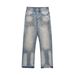 Men's clothing wash water do dirty ripped jeans Men's street trend wear rough edges loose casual straight leg pants_viptrois.com