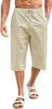 Summer Thin Cotton And Linen Capri Pants, Large-sized Loose Wide-leg Men's Hip-hop Sportswear And Casual Shorts_viptrois.com