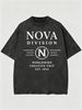 Vintage Washed "NOVA DIVISION" Letter Graphic Cotton T-Shirt Men's Casual Streetwear Tee_viptrois.com