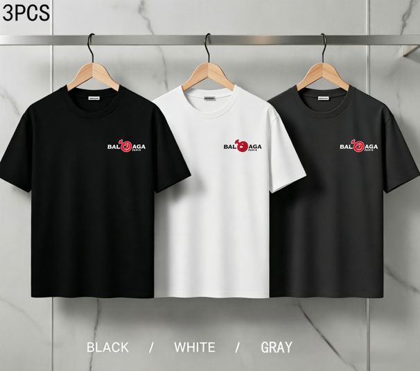3 PACK ESSENTIAL T-SHIRTS, Men's Oversized Cotton Graphic Crew Neck Short Sleeve Tees, Relaxed Fit Everyday Casual Tops, Black White Grey_viptrois.com