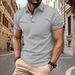 Fashion Mens Slim Fit Short Sleeve Polo Shirts Contrast Tricolor Striped Trim Collar Cuff Breathable Casual Daily Tees_viptrois.com