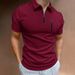 Men's Clothing Summer Polo Shirt Solid Color Zipper Henry Collar Sports Tops_viptrois.com