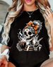 Unisex Día Muertos Halloween - Diseño De Calavera Femenina Con Detalles Festivos Flores, Bow, Bebidas,Camiseta Hombre/_viptrois.com