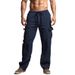 Men's Linen-Blend Cargo Pants – Straight Leg Drawstring Waist For Casual & Travel (Khaki/Black/Navy, S-XXXL)_viptrois.com