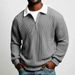 Cross-Border European And American Men's Solid Color Large Waffle Long Sleeve Autumn Casual Sports Turn-Down_viptrois.com