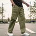 Cross Border European Size Hot Selling Overalls Spring And Autumn Multi Pocket Loose Large Size Sports Casual Straight Wide Leg Trousers Pants_viptrois.com