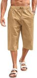 Summer Thin Cotton And Linen Capri Pants, Large-sized Loose Wide-leg Men's Hip-hop Sportswear And Casual Shorts_viptrois.com