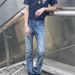 Men's Clothing Lightning Pattern Retro Washed Jeans Cleanfit Distressed Flared_viptrois.com