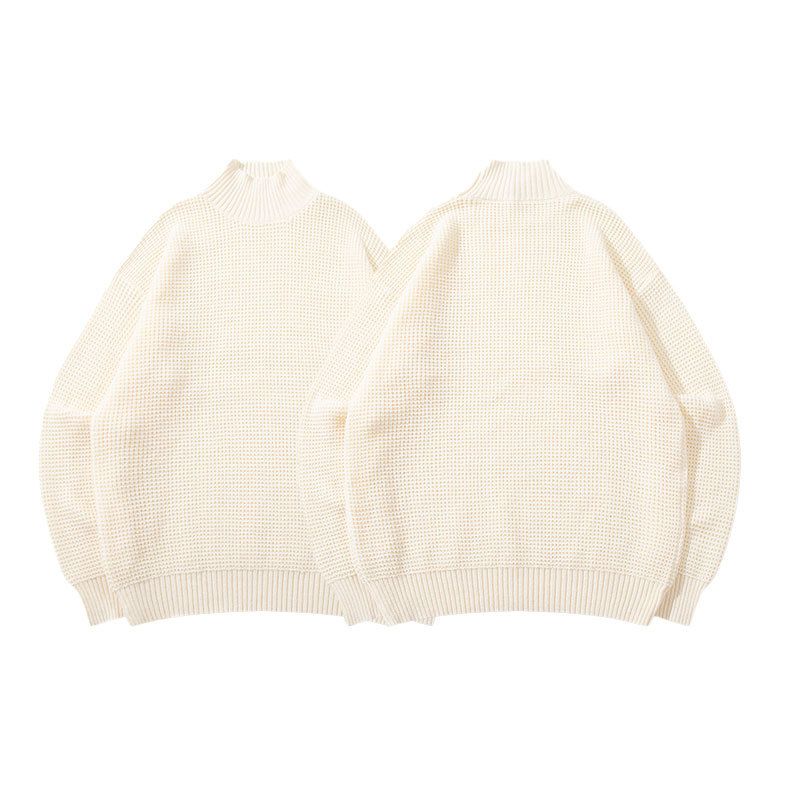 Men's Clothing Knitted Cardigan, Autumn/Winter Minimalist High-Neck Knit Sweater For Men - Oversized Pullover With Luxe Texture (Beige)_viptrois.com