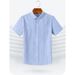 Men's Clothing Summer Short Sleeve Shirt - Wrinkle-Free Striped Business Casual Workwear, Breathable & Comfortable Office Blouse, Slim Fit_viptrois.com