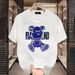 Men's Clothing Summer New Sleeve Trend Brand Youth Bear Pattern Printed T Shirt Round Neck Trendy Fashion Loose Men's Short Sleeve_viptrois.com
