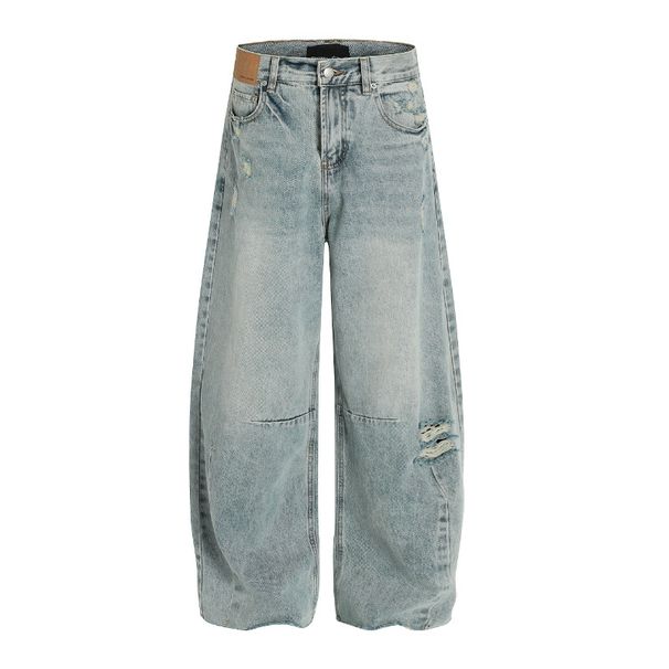 Men's Clothing Washed And Distressed Trendy Men's Pants Machete Wide Leg Versatile Casual Trousers_viptrois.com