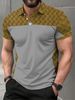 Men's Clothing Irregular Geometric Pattern Fashion Short Sleeved Button Lapel Shirt_viptrois.com