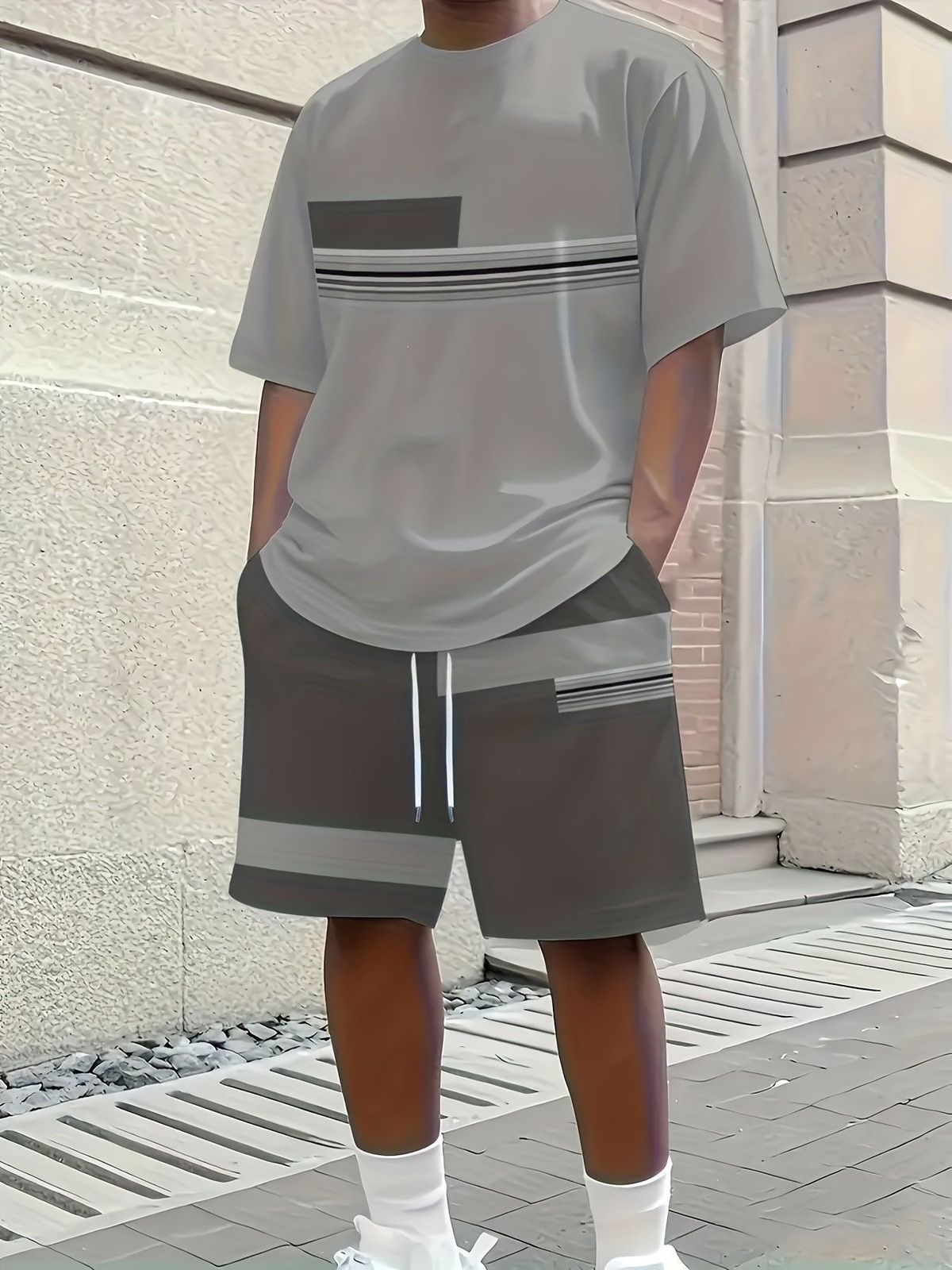 Men's Casual Sportswear Sets Short Sleeved And Shorts 3D Printed European And American Style Cross Border Best Selling Items_viptrois.com