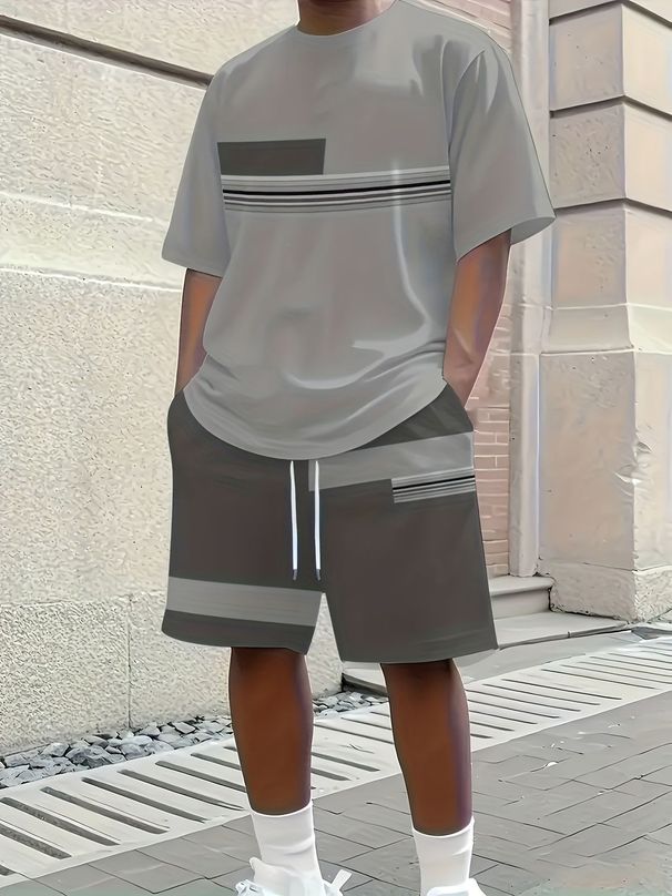 Men's Casual Sportswear Sets Short Sleeved And Shorts 3D Printed European And American Style Cross Border Best Selling Items_viptrois.com
