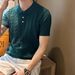 Men's Clothing Summer New Short Sleeved Sweater Men's Textured Polo Shirt Lapel Slim Fit Business T Shirt_viptrois.com