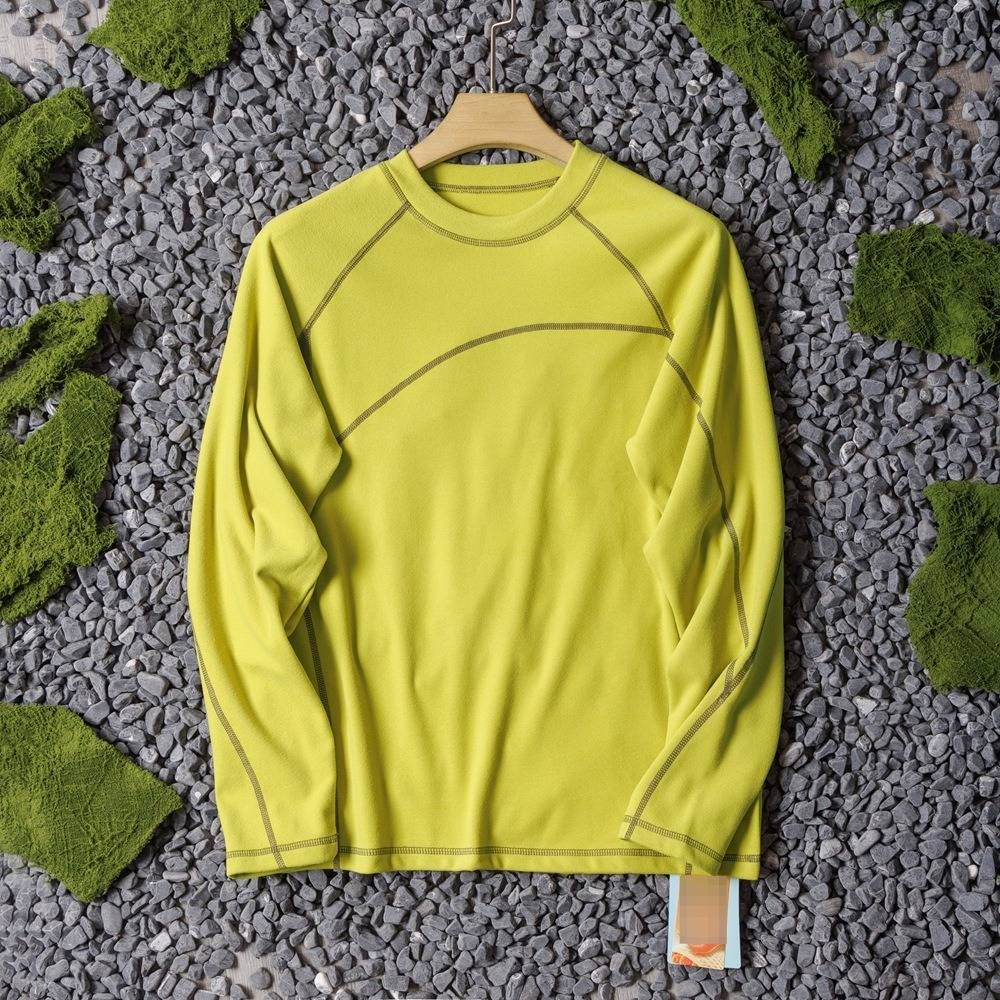Reversible Color-Block Thermal Long Sleeve Tee - Unisex Brushed Fleece Loungewear (5 Colors, S-2xl) Chameleon Colors_viptrois.com