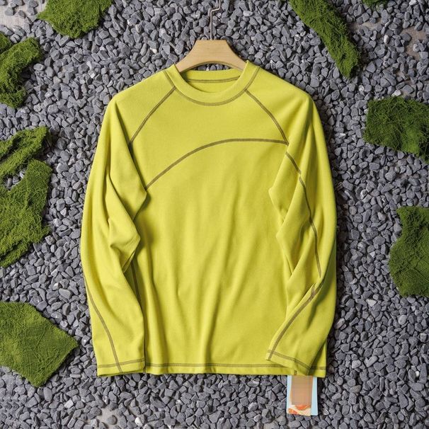 Reversible Color-Block Thermal Long Sleeve Tee - Unisex Brushed Fleece Loungewear (5 Colors, S-2xl) Chameleon Colors_viptrois.com