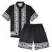 Men's Clothing Thin Five Point Sleeve Suit Men's Summer Large Size Loose Mid Sleeve T Shirt Pleated Two Piece Sportswear_viptrois.com