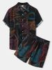 Men's Clothing Trendy Hot Selling Short Sleeved Shirt Suit Retro 3D Printed Flower Shirt_viptrois.com